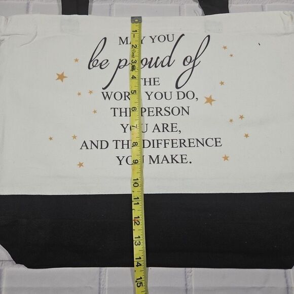 large size tote inspirational gift quote bag. matching mini bag canvas tote bag - Picture 6 of 7